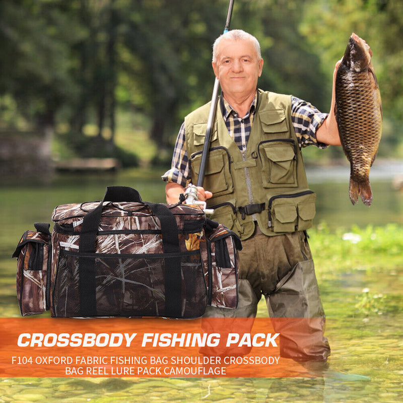 F104 Fishing Bag Oxford Fabric Lure Storage Pack Shoulder Crossbody Bag Newly