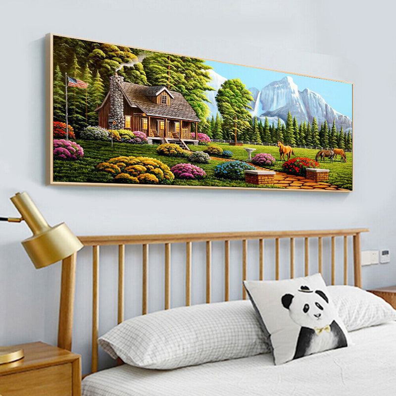 5D Cabin Scenery Mosaic Diamond Painting Drawing Full Round Drill DIY Art Cra