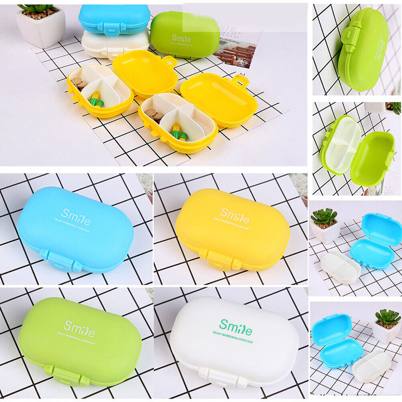 4 Grids Travel Portable Pill Box Jewelry Storage Holder Container(Blue)