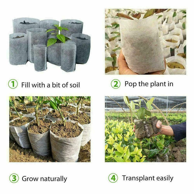 200* Biodegradable Non-woven Nursery Bags Plant Grow Seedling SALE Pots M3F6