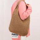 Womens Straw Beach Shoulder Bags Female Summer Vacation Shopper Retro Handbags