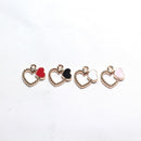 Girl DIY Enamel Handmade Pendants Double Hearts Shape Earrings Neacklace