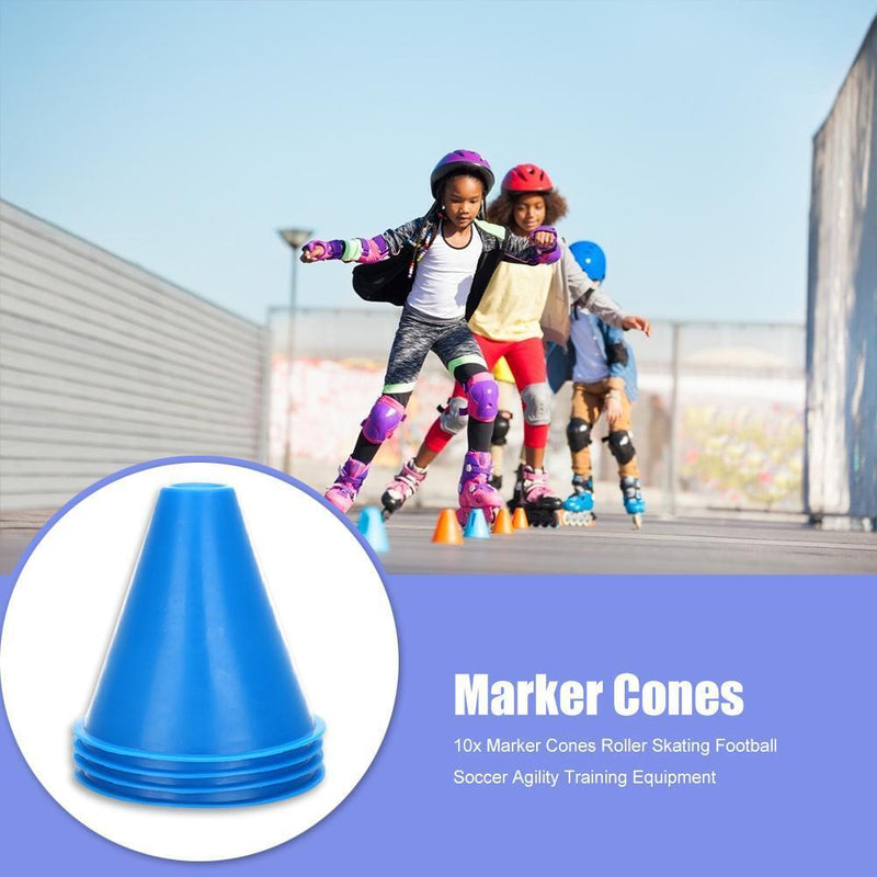10pcs Marker Cones for Roller Skating Football Soccer Agility Training Equi