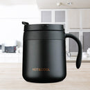 350ml Stainless Steel Vacuum Flask Handle Lid Portable Water Cup (Black) Newly
