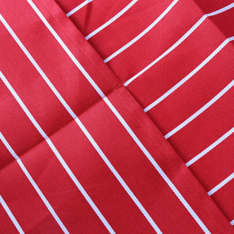 Plain Stripe Kitchen Apron with Front Pocket Chefs Cooking Baking (Red)