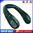 3000mAh LED Digital Air Cooling Hanging Neck Bladeless Fans (Dark Green)