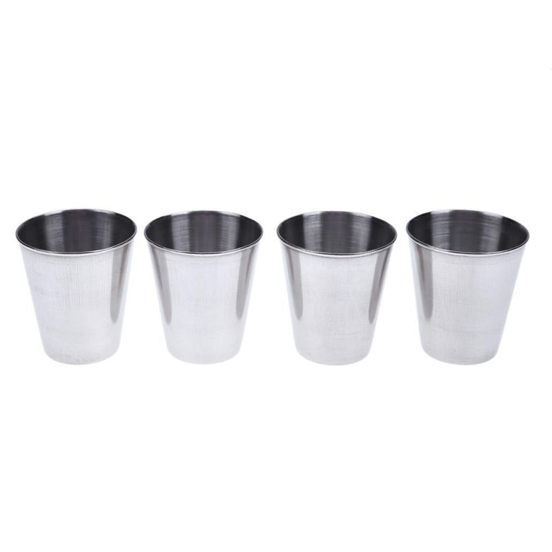 4pcs Drinking Glass Stainless Steel Shot Glasses Cups Wine Beer Whiskey Cup