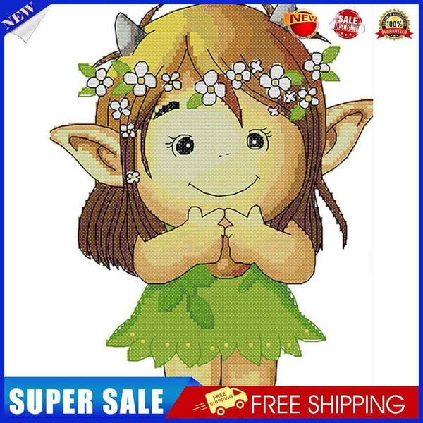 Part Embroidery Wood Elves 2-Strand 14CT Printed Fabric Cross Stitch Needlework