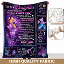 Reversible Flannel To My Daughter Letter Butterfly Purple Sofa Blanket (L) Newly