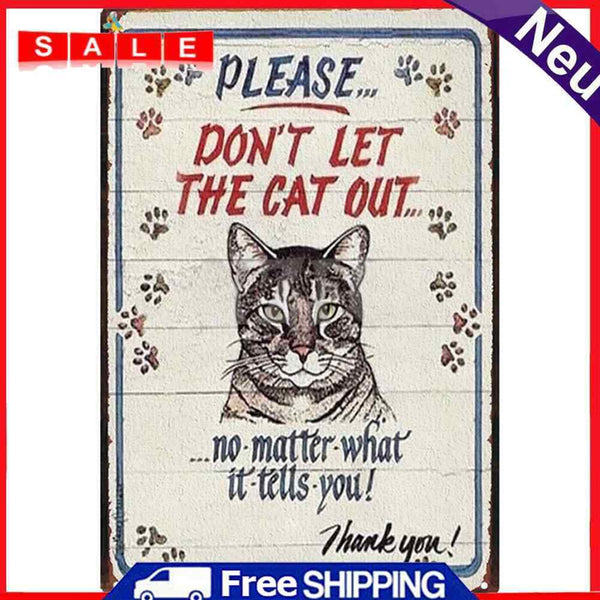 Cat Sheet Metal Drawing Metal Painting Tin Wall Home Poster Bedroom Art Sign