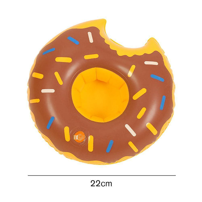 Inflatable Drink Cup Holder Donut Float Pool Party Water Coaster (Brown)