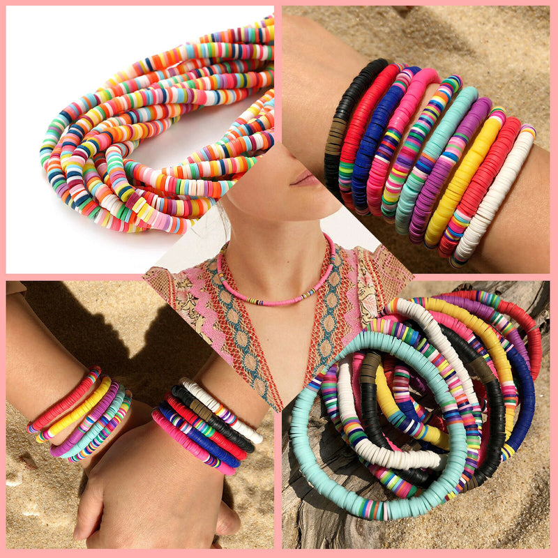 Polymer Clay Beads-Handmade Flat Round Spacer Beads DIY Jewelry Marking Kit