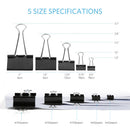 60pcs Metal Binder Clips Colorful Paper Clamp for Book Stationery Black