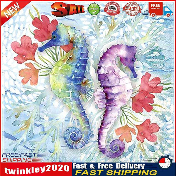 5D DIY Seahorse Full Round Drill Diamond Painting Kit Mosaic Craft (E797) Newly