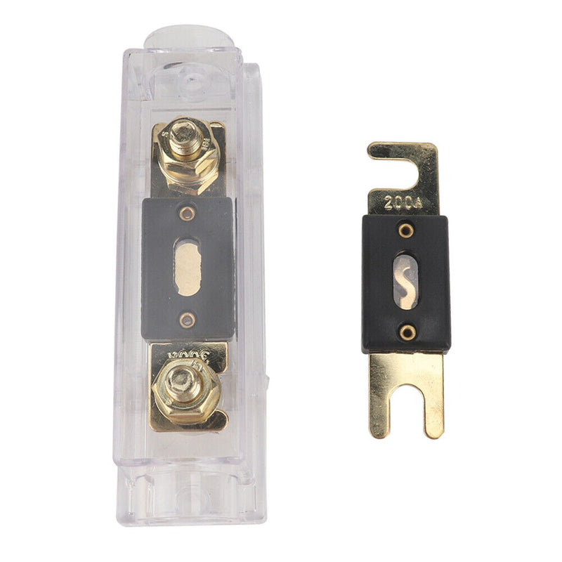 ANL Style Fuse Holder + 200A 300 Amp Fuses + Wire Lugs + Heat Shrink Tubes Kit