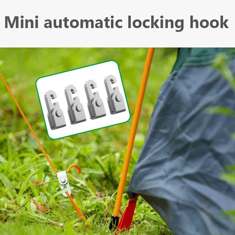 4pcs Automatic Lock Hooks Free Knot Outdoor Camping Tent Self-locking Hooks