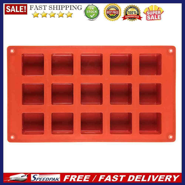 15 Holes Cube Square Cake Mold DIY Silicone Dessert Decorating Kitchen Tool