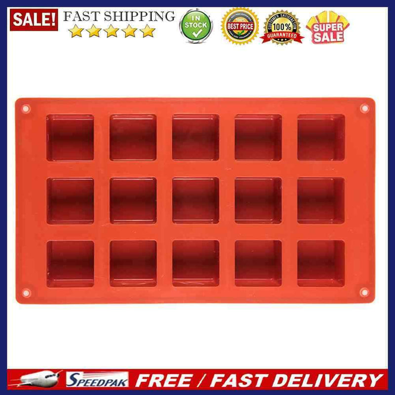 15 Holes Cube Square Cake Mold DIY Silicone Dessert Decorating Kitchen Tool