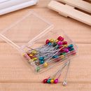 50pcs 5.5cm Colorful Round Straight Iron + Plastic Head Bead Needles S