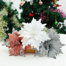 Home Decoration Xmas Gift Christmas Tree Flowers Glitter Ornament Poinsettia