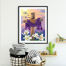 Diamond Painting Kit Purple Scarf on Cross 5D Full Round Rhinestone Picture