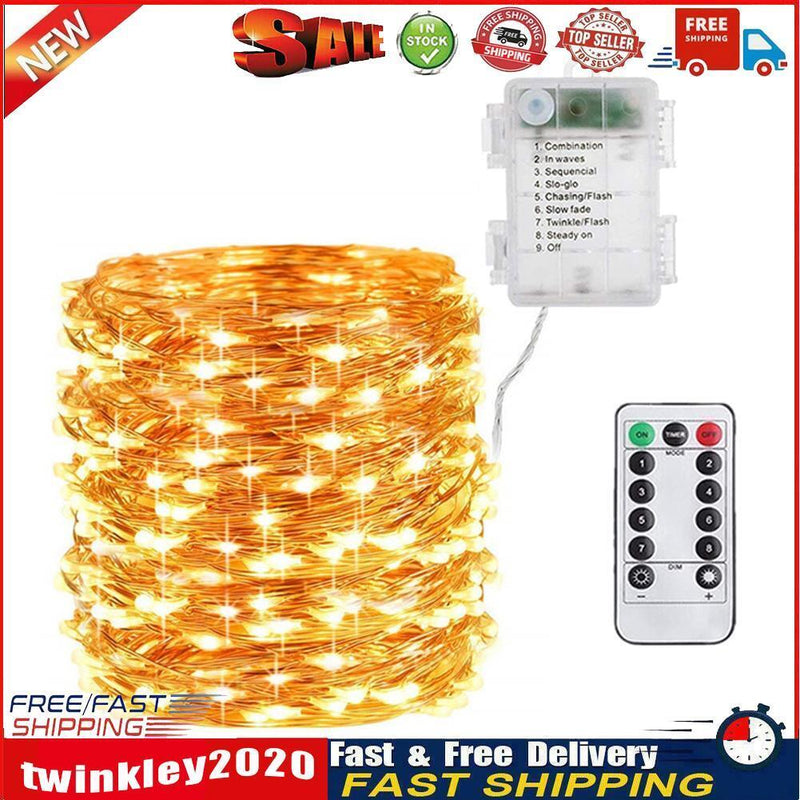 10m LED Waterproof Battery Box Copper Wire String Fairy Light (Warm Light) Newly