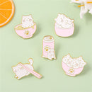 Backpacks Funny Cartoon Cute Pink Cat Bags Lapel Pin Badge Enamel Pins Brooches