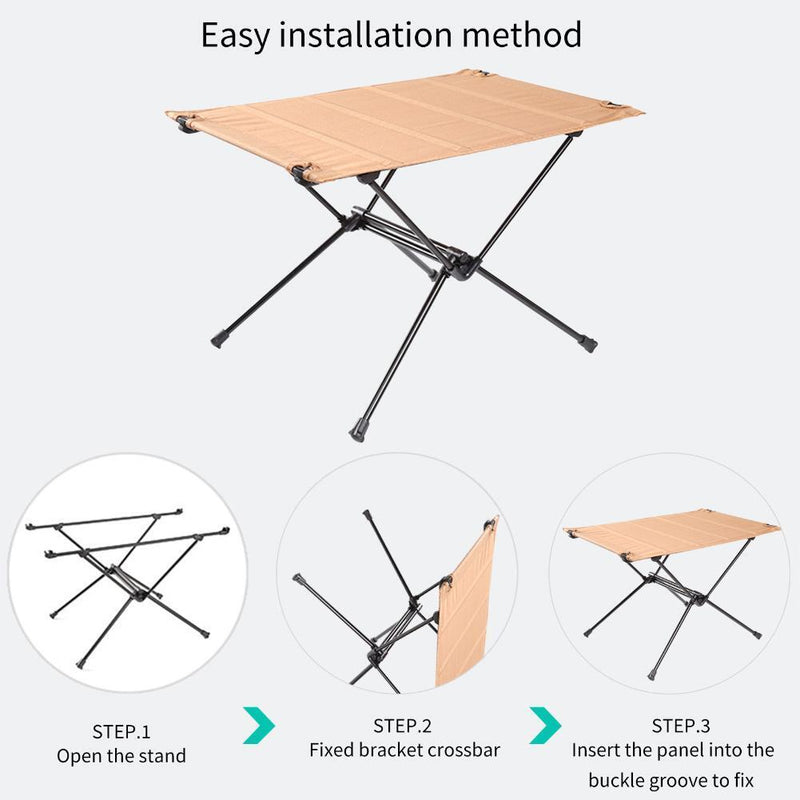 Foldable Camping Table-Fishing Aluminum Lightweight Folding Table (Khaki)