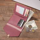 Women Fashion Solid Color Trifold Short Wallet Coin Purse PU Leather Card Hol
