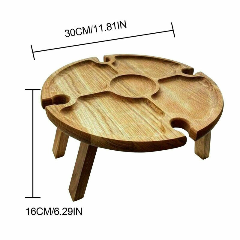 Wooden Outdoor Folding Picnic-Table With Glass Holder Glass Wine 2 1 R9I3 M5D1