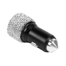 Car 2 in 1 Dual Port Fast USB Charging Car Charger Safety Hammer Diamond Style