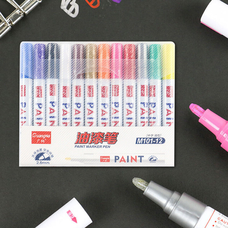 12 Colors Set Waterproof Car Tyre Tire Fast Dry Car Tyre Tire Metal