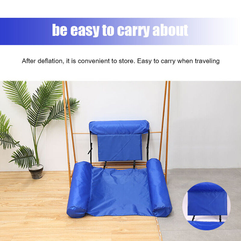 Floating Row Swimming Pool Inflatable Folding Water Hammock Bed (Dark Blue)