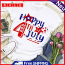 Independence Day Print Letter Tea T-Shirt (White L)