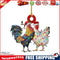 2pcs Chicken Sculpture with String Light Christmas Tree Ornaments
