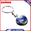 Galaxy Nebula Earth Metal Pendant Saturn Double Side Glass Ball Moon Keychain
