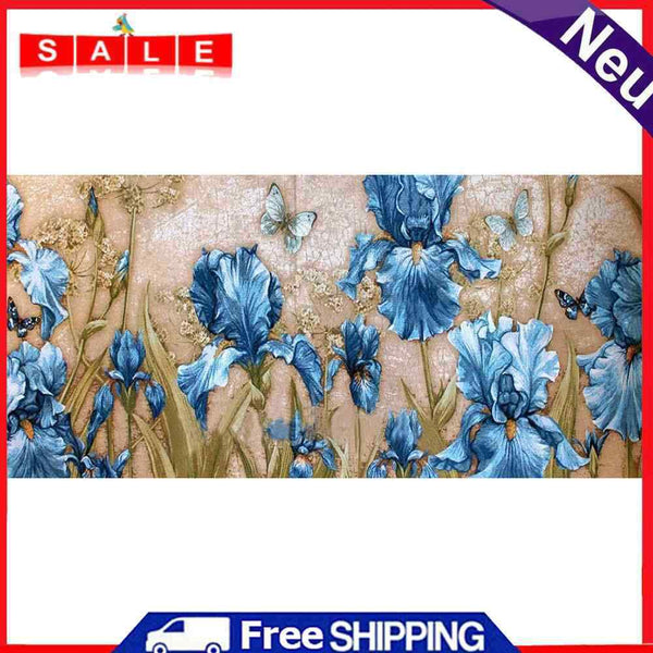 Blue Flower Oil Paint By Numbers Kits DIY Handpainted on Canvas Gift Unframed