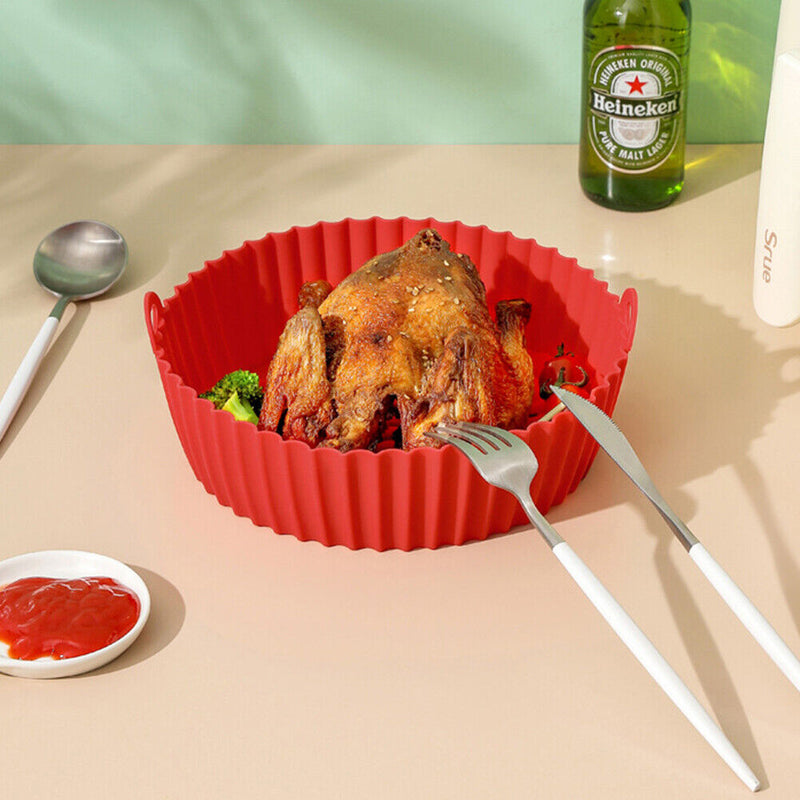 Silicone Air Fryers Basket Baking Accessories for Family Baking Camping Barbecue