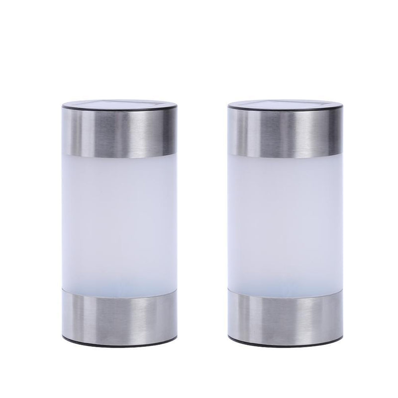 2pcs Solar Powered Stainless Steel Light LED Wall Light Fence Lamp Outdoor Garden Li