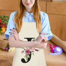 Letter J Printed Kitchen Apron for Women Cotton Linen Household Waterproof Bibs