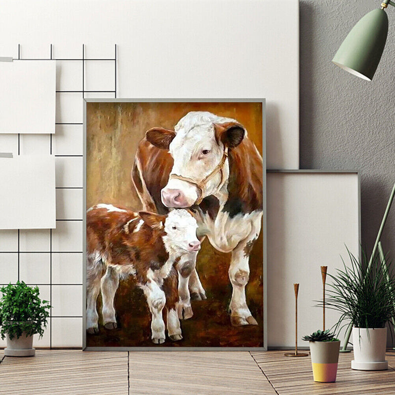 Cow Mother and Child Oil Paint By Numbers Kit Canvas Drawing DIY Coloring A
