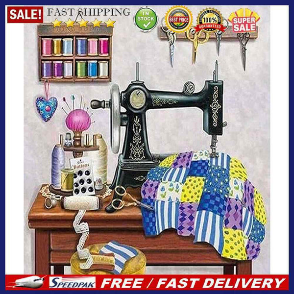 Digital Paint Sewing Machine Painted By Numbers On Canvas Wall