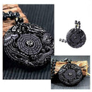 Lucky Obsidian Carving Pendant Yin Yang Dragon and BaGua Necklace Black X1D8