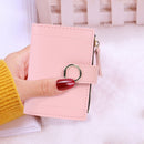 Cute Clutch Women Bifold Purse Solid Color Leather Card Holder (Light Pink)
