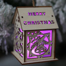 Cute Mini Wood Hollow House Christmas Light Tree Hanging Decor (Bell)