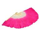 Chinese Folk Art Rose Silk Veil Bamboo Short Dancing Fan for Belly Dance