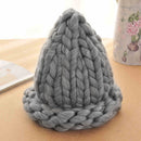 Winter Women Crochet Beanie Ball Hat Knitted Wool Ski Crochet Cap (Gray)
