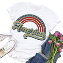 Independence Day America Print Tea T-Shirt (White S)