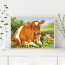 Cow on Grass Oil Paint By Numbers Kits DIY Handpainted on Canvas Wall Pictures