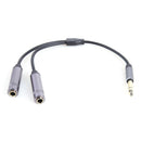 6.35mm Stereo Plug Male to Dual 6.35mm Jack Female Y Splitter Audio Cable Newly